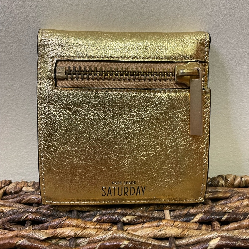 Kate Spade Gold Saturday Trifold Wallet NWOT